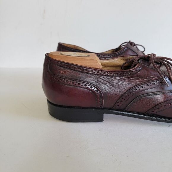 Stamati Mastroianni Shoes Men's 9M Burgundy Maroon Hand Made Italy Wingtips - Picture 7 of 16